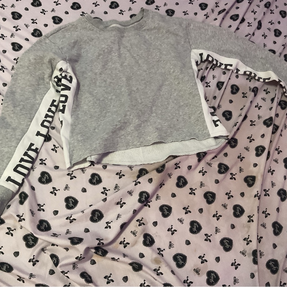Justice Active Gray and White Fleece Sweatshirt